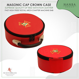 Étui en similicuir rigide rouge, spécialement conçu pour transporter et ranger un cerf-de-cheval maçonnique Royal Arch Past High Priest (PHP). - Product Image 2