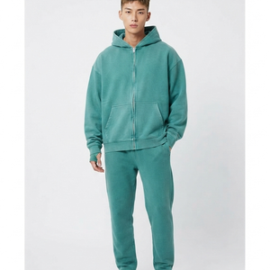 Sweat-shirts à capuche personnalisés unisexes de haute qualité, anti-rétrécissement, épais, surdimensionnés, zippés, en molleton de coton pour hommes - Product Image 4