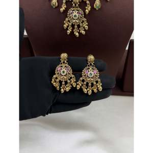Indian Ethnic Ritu Heritage Delicate <b>Gold</b> Plated Zircon Bridal Necklace & Earring <b>Set</b> - Product Image 4