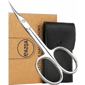 Ciseaux à cuticules en acier inoxydable avec étui en cuir pour manucure et pédicure de qualité professionnelle - Product Image 1