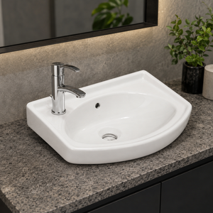 Oasis Modern Ceramic Bathroom Counter Wash Basin <b>Wall</b>-Mounted Oval 5-Year Warranty 12L Capacity Hospital Apartment Mall Use Easy - Product Image 4