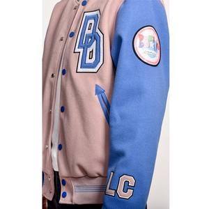 Chaqueta universitaria con mangas de cuero, parches bordados, chaqueta universitaria de lana, parches, chaqueta de béisbol universitaria para hombre - Product Image 3