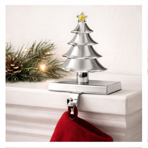 Wholesale Silver Metal 3D Christmas Tree <b>Stocking</b> <b>Holder</b> Heavy Duty Weighted Mantle Hanger Hook For Festive Holiday Party Decor - Product Image 2