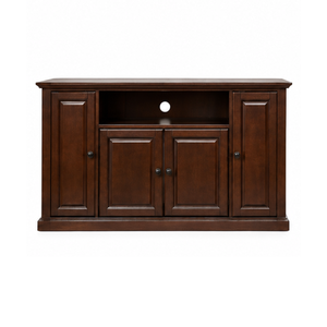 Meuble TV en bois massif avec portes de rangement et étagère ouverte, console multimédia moderne pour salon, mobilier d'hôtel - Product Image 1