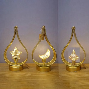 High Quality Metal Ramadan Lantern With Star Moon Flame Shape LED <b>Light</b> Indoor Decoration <b>Small</b> Size Battery Operated - Product Image 2