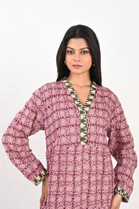 Robe pour femmes à imprimé floral en coton, col en V, manches longues, décontractée, mode estivale, taille ajustable, style bohème, robe tendance pour femmes - Product Image 5