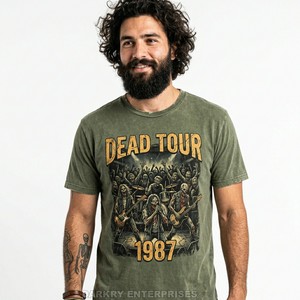 Camiseta Marrón con Lavado Ácido Personalizado, Estampado Gráfico Voodoo Uprising, Ropa Urbana Vintage para Hombre, Camiseta de Algodón Grueso, Fábrica de Ropa - Product Image 4