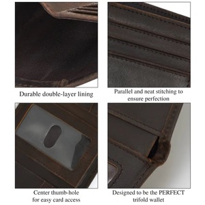 Premium Top Grain Genuine <b>Leather</b> Tri Fold Wallet <b>Men</b> Custom Logo Real <b>Leather</b> Card Holder Slim <b>Mens</b> <b>Purse</b> LTW-0128 - Product Image 5