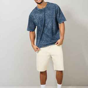 Camiseta de moda con estampado Tie Dye y teñido por inmersión, en blanco, con lavado ácido vintage, de manga corta, hombro caído, gruesa y pesada, para exteriores - Product Image 2