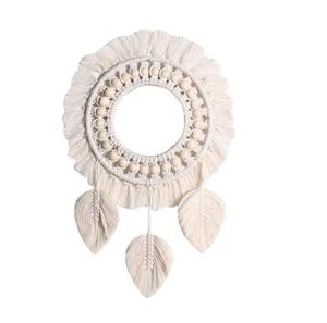 Espejo Decorativo de Pared Hecho a Mano con Diseño de Hojas, Artesanía India, Exportador Mayorista, Macramé de Diseño para Decoración del Hogar - Product Image 1