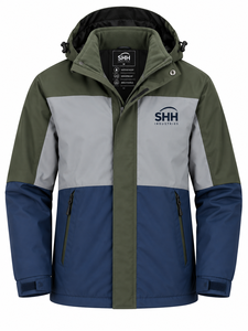 Chaqueta Impermeable con Capucha para Hombre, Diseño Color Block, Cortavientos, Transpirable, con Cuello de Forro Polar, Puños Ajustables, Logotipo Personalizado - Product Image 1