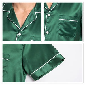 OEM Custom <b>Men</b> Short Sleeve <b>Silk</b> Sleep <b>Shirt</b> Nightwear Button Down Satin Top Anti-Wrinkle Causal Sleeping <b>Shirt</b> <b>Men</b> Satin Tops - Product Image 5