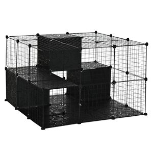 Recinto per Animali Domestici Fai-da-Te con Motivo Solido, Recinzione per Piccoli Animali con Porta e Ripiano Portaoggetti, Gabbia in Plastica per Gattini e Coniglietti, per Uso in Soggiorno - Product Image 1