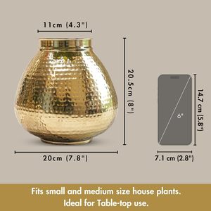 Vase à fleurs circulaire en forme de pot Matki avec motif martelé pour la décoration esthétique de la table à manger, cadeau de déménagement - Product Image 2