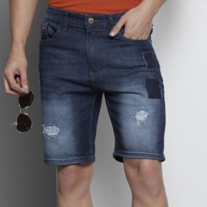 Nouveautés : Shorts cargo en jean bleu délavé et déchiré pour homme, en coton extensible, style décontracté, mode streetwear estivale - Product Image 1