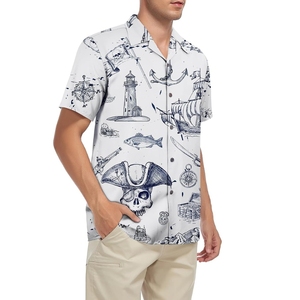 Men's Hawaiian <b>Shirt</b> Short Sleeve Pirate Print Summer Vacation <b>Shirts</b> Turn-down Collar Poplin Fabric - Product Image 3
