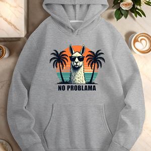 <b>Women's</b> Casual Hoodie With Llama Print Sunglasses Design 100% Polyester Knitted Summer <b>Sweatshirt</b> <b>Red</b> Color - Product Image 4