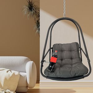 Sedia a dondolo a uovo con supporto a C per interni/esterni, in vimini e rattan, con cuscino incluso - Product Image 6