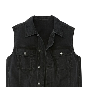 Gilet en jean formel léger pour homme, qualité supérieure, séchage rapide, rivets, col en V, fermeture éclair, imperméable, réversible - Product Image 4
