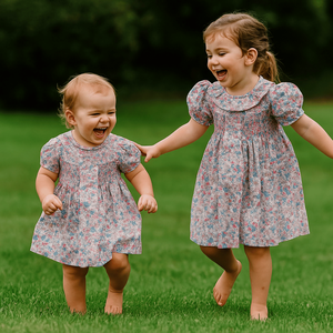 ชุดเดรสสม็อคผ้าฝ้ายนุ่ม พิมพ์ลายดอกไม้ โลโก้สั่งทำได้ ชุดเดรสเด็กผู้หญิงสไตล์เจ้าหญิง ไซส์ตั้งแต่ 3 เดือน ถึง 10 ปี เสื้อผ้าเด็กเวียดนาม - Product Image 5