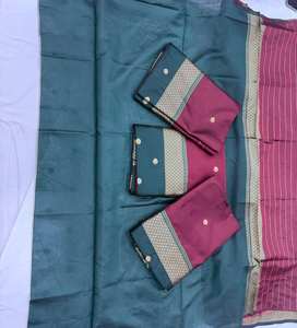 Sari de Seda Suave Morado Real con Borde de Zari Pesado, Estilo Kanchipuram, para Bodas Tradicionales Indias, Venta al por Mayor, Étnico, Antiarrugas, Verano - Product Image 5