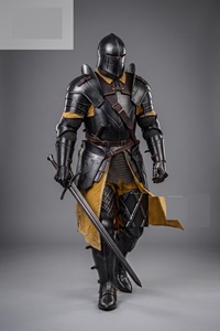 Casco de Barbuta Negro Hecho a Mano, Armadura Medieval de Caballero, Traje Completo de Acero, Armadura Gótica, Conjunto de Placas de Acero para Cosplay, Estilo Antiguo y Moderno - Product Image 4