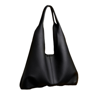 Bolso Tote de Cuero Genuino Negro para Ella, Cierre de Cremallera, Estilo Minimalista, Bordado, para Uso Diario en Todas las Estaciones - Product Image 5