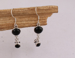 Vente en gros de boucles d'oreilles pendantes en argent sterling 925 avec onyx noir, pierres précieuses naturelles, boucles d'oreilles pendantes pour femmes, bijoux faits à la main, cadeau - Product Image 6