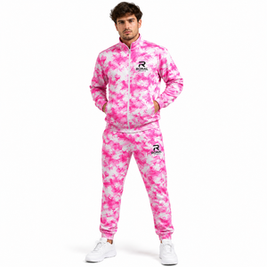 Ensemble de survêtement camouflage rose pour homme RONAL, sweat-shirt et pantalon sportifs à fermeture éclair intégrale, respirant, en polyester, pour le printemps, vêtements décontractés de qualité supérieure - Product Image 3