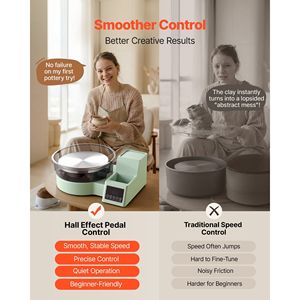 Tornio per Ceramica Elettrico da 450W con Piattaforma in Alluminio da 11 Pollici per Adulti, 30-300 RPM Regolabili, da Tavolo, con Pedale - Product Image 4