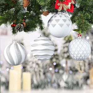 4 crochets de décoration suspendus blancs et argentés incassables avec 4 grandes boules de Noël de 6/150 mm, décorations pour arbre de Noël - Product Image 4