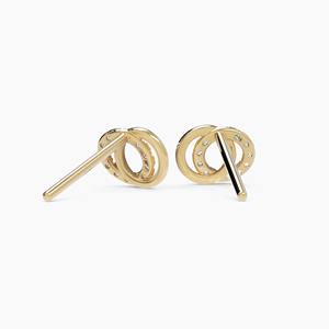 Pendientes de Oro Amarillo Sólido de 14K con Diamantes Cultivados en Laboratorio, Diseño Entrelazado, Joyería Minimalista y Elegante para Mujer, Regalo - Product Image 5
