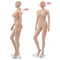 Maniquí Femenino Beige de Cuerpo Completo con Cabeza, en Pose de Pie, Modelo de Plástico para Exhibición de Ropa, 70.9 Pulgadas, Estilo Seductor