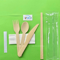 Ensemble de couverts jetables en bois kit jetable en bois cuillère fourchette couteaux en bois vaisselle écologique 160mm compostable