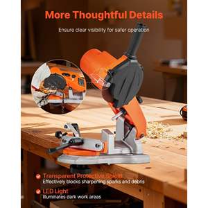 Afilador de Motosierra Eléctrico de 85W, Profesional, 5000 RPM, Afilador de Cadena de Banco, 2 Muelas Abrasivas, Luz LED para Trabajos en Madera - Product Image 6