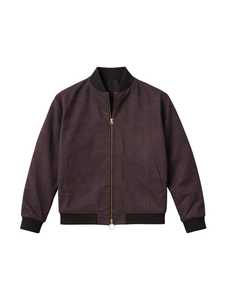Blouson Bomber Homme Violet à Carreaux Col Montant Fermeture Éclair Logo Personnalisé au Dos Coupe Droite Décontracté Automne - Product Image 1