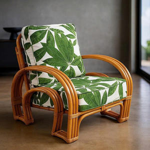 Artistic rattan lounge <b>chair</b> with yellow light, outdoor <b>cushioned</b> patio <b>chair</b> for balcony garden, comfortable relaxation - Product Image 3