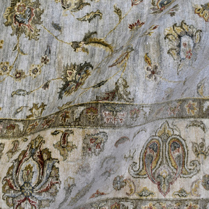 Tapis d'intérieur luxueux à motif floral traditionnel, en laine fine nouée à la main, à poils ras, avec envers en coton, respectueux de l'environnement - Product Image 3