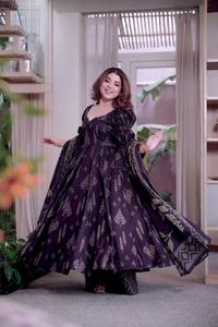 Trending Luxury <b>Wine</b> Purple Printed Anarkali Suit 3 Piece Set Indian Pakistani Ethnic Wear Plus Size Maxi Dress Winter Summer - Product Image 3
