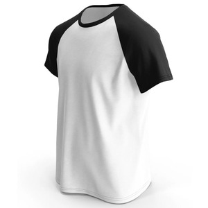 Camiseta de Jersey para Hombre, Cuello Redondo, Manga Corta, 100% Algodón, Color Blanco/Negro, Ribete en Contraste, Diseño Personalizado, Talla Grande, Transpirable - Product Image 3