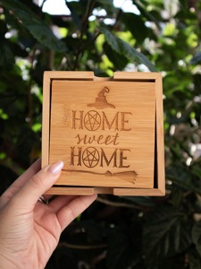 Premium Home Sweet Home Coaster Set For Coffee Tea <b>Table</b> <b>Protection</b> Office Gift For Colleagues And Corporate Events From India - Product Image 4