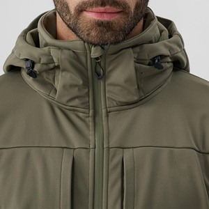 Veste softshell à capuche personnalisée pour homme, décontractée, entièrement zippée, résistante à l'eau et au vent, avec poches utilitaires, légère, pour l'extérieur - Product Image 3