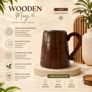 แก้วไม้โรสวูดอินเดียพรีเมียม |   แก้วน้ำทำมือสำหรับชา กาแฟ ของตกแต่งบ้าน ห้องครัว ห้องรับประทานอาหาร ของขวัญ รุ่น XLX ProX Lux - Product Image 5