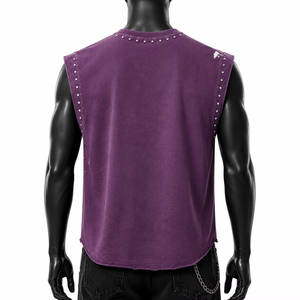 Custom Distressed Graphic DTG Printed Rhinestone <b>Tank</b> <b>Top</b> <b>Vintage</b> Sleeveless 100% Cotton Unisex OEM Wholesale Fashion - Product Image 6