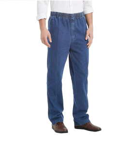 Jeans en denim coupe droite pour homme, bleu vintage, respirant, hiver-printemps, 100% coton, streetwear hip-hop - Product Image 1