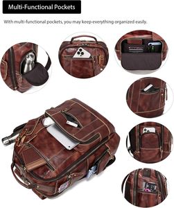 Vintage Cow Leather Women <b>Backpack</b> <b>Large</b> Capacity Laptop Travel Bag Zipper School Hiking Daypack - Product Image 3