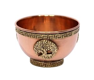 Bol en cuivre fait main avec motif Arbre de Vie, bol de service en métal sculpté vintage pour offrir en cadeau - Product Image 3