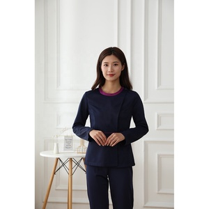 Ensemble de blouses médicales professionnelles pour femmes, élégant, avec bordure contrastée, col en V croisé, haut et pantalon, uniformes infirmiers - Product Image 3