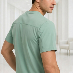 <b>Doctor</b> Scrub Uniform <b>Set</b> Unisex Breathable V Neck Polyester Spandex Cooling Knitted Hospital Use Workwear - Product Image 3