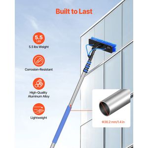 Kit Asta Estensibile da 20FT per Pulizia Pannelli Solari con Spazzola Rotante a 180 Gradi, Tubo da 65.6FT e Zaino per Alimentazione ad Acqua - Product Image 5